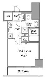 Log Shinagawa Surfside 4階1Kの間取り