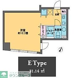 カスタリア水天宮II 7階1Kの間取り