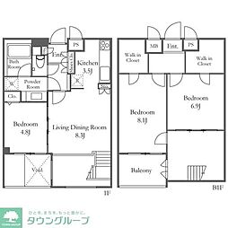 ミリアレジデンス乃木坂 1階2LDKの間取り