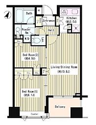 コクヨーレ日本橋 7階2LDKの間取り