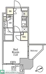 ザ・パークハビオ大森山王 14階1Kの間取り