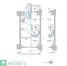 ルフォンプログレ門前仲町プレミア 8階2LDKの間取り