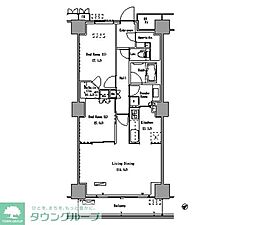 パークアクシス豊洲 4階2LDKの間取り