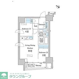 デュオフラッツ日本橋水天宮 8階2LDKの間取り