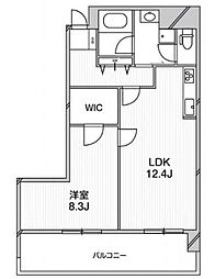 コンフォリア芝浦II 8階1LDKの間取り