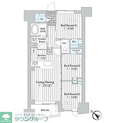 ザ・グランクラッセ日本橋イースト 5階3LDKの間取り