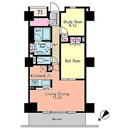パークアクシス豊洲 13階2LDKの間取り