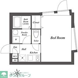 LEGALAND芝公園 2階1Kの間取り