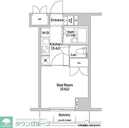 コンフォリア芝浦キャナル 6階1Kの間取り