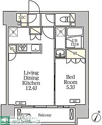ジオエント白金台 9階1LDKの間取り