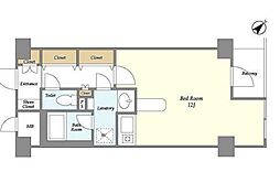 シティテラス田町 6階ワンルームの間取り