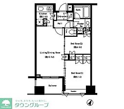 コクヨーレ日本橋 4階2LDKの間取り