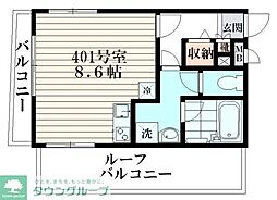 アニール 4階ワンルームの間取り