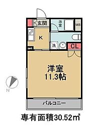 オーベルジュ日本橋 5階1Kの間取り