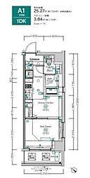 XEBEC長原 3階1DKの間取り