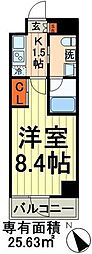 ステージグランデ茅場町 5階1Kの間取り