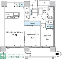 セルリアンホームズ勝どき 25階2LDKの間取り