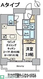 クレストコート門前仲町 2階1LDKの間取り
