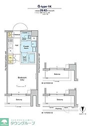 プラウドフラット品川大井町 1階1Kの間取り