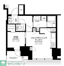 プラウドタワー芝浦 12階1LDKの間取り