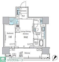 HARUMI　FLAG　PORT　VILLAGE　A棟 2階1LDKの間取り