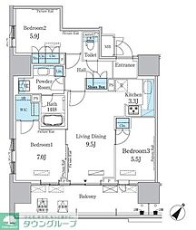 HARUMI　FLAG　PORT　VILLAGE　A棟 4階3LDKの間取り