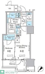 HARUMI　FLAG　PORT　VILLAGE　B棟 2階1LDKの間取り