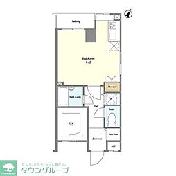 ＢＰＲレジデンス水天宮前 2階ワンルームの間取り