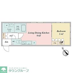 ラヴィエール清澄ガーデンテラス 2階1LDKの間取り