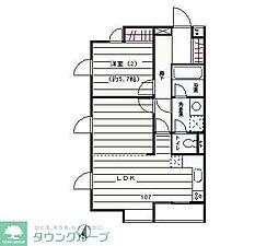 エクセル米喜（池上） 1階2LDKの間取り