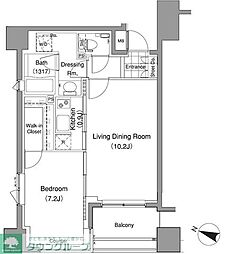 パークハビオ赤坂氷川町 8階1LDKの間取り