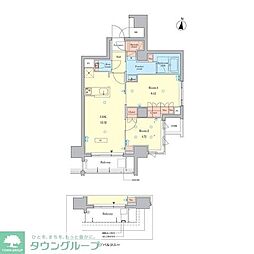 ＲＪＲプレシア千鳥 9階2LDKの間取り