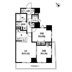ルクレ日本橋馬喰町 7階2LDKの間取り