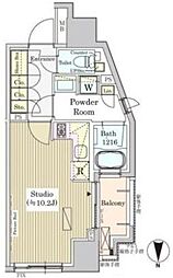 パークアクシス白金 9階ワンルームの間取り