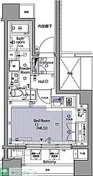 イニシアイオ西麻布 2階ワンルームの間取り