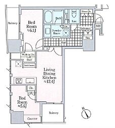 ミレアコート銀座プレミア 3階2LDKの間取り