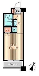 プライムアーバン勝どき 6階1Kの間取り