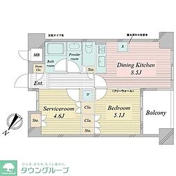 アクティ東仲通り 3階2DKの間取り