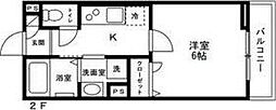 エンジェルK　等々力 2階1Kの間取り