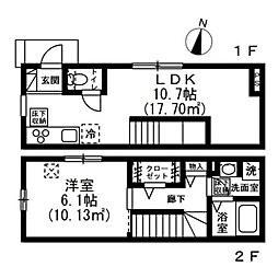 颯 1階1LDKの間取り