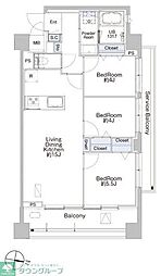 プロシード池上 6階3LDKの間取り