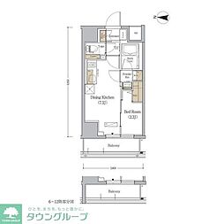 アーバネックス森下ＷＥＳＴ 3階1DKの間取り