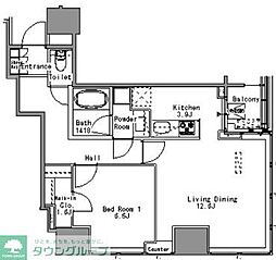Ｗｈｉｔｅ　Ｔｏｗｅｒ　Ｈａｍａｍａｔｓｕｃｈｏ 5階1LDKの間取り