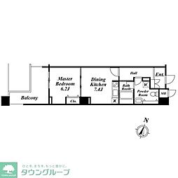 アクロス目黒タワー 7階1DKの間取り