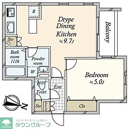 グランドレジデンス目黒 3階1LDKの間取り