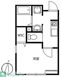 サニーハウス品川 2階1Kの間取り