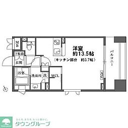 カスタリア大森 13階ワンルームの間取り