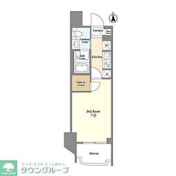 ウェルスクエア西蒲田 3階1Kの間取り
