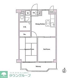 ガーデンヒルズ壱番館 1階2DKの間取り