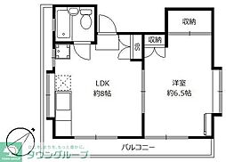藤原ハイツII 2階1LDKの間取り